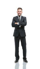 Handsome businessman standing  isolated on white background