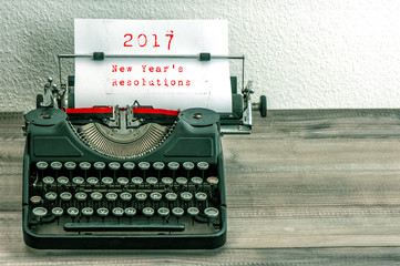Typewriter white paper page Resolutions New Year 2017