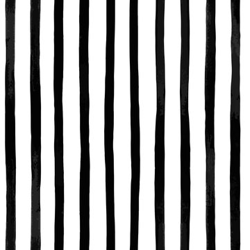 Abstract vector seamless pattern with vertical black and white striped. Vintage textured background