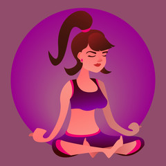 Woman Yoga.Cartoon style character. Vector illustration.