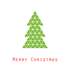 Fototapeta premium Merry Christmas greeting card with triangle Christmas tree
