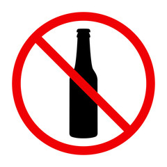 Non alcohol symbol with beer bottle