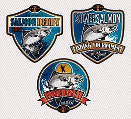 Fishing Vector Logo. Salmon Fish icon.