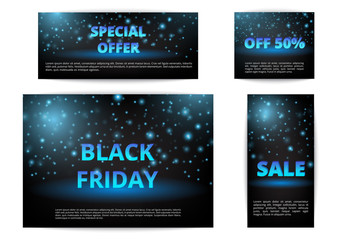 Set of banners sale. Black Friday special. Christmas shopping. New Year discounts. Vector.
