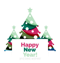 Happy New Year and Chrismas holiday greeting card elements