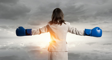 She is fighter for success . Mixed media