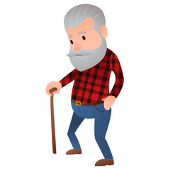 Sad lonely old man.Isolated vector illustration.