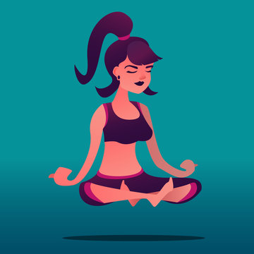 Woman Yoga.Cartoon style character. Vector illustration.