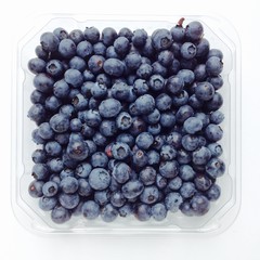 Blueberries in plastic tray