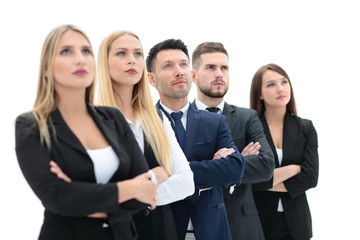 Fototapeta premium Team of successful and confident people posing on a white backgr