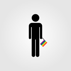Gay with  LGBT rainbow flag vector icon