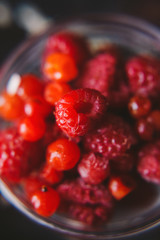 Red berry in the plate (macro)