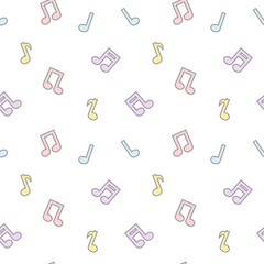 cute cartoon colorful lovely music notes seamless vector pattern background illustration


