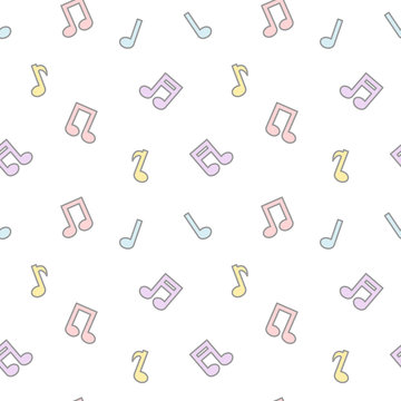 cute cartoon colorful lovely music notes seamless vector pattern background illustration

