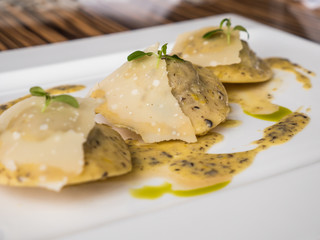 Ravioli in creamy truffle sauce