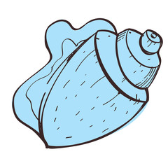 Shell color icon with a black outline on a white background in a hand drawn style.