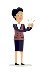 Business Woman Clapping Hands with Happy Face