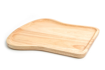 Empty wooden dish isolated on white background