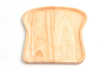 Empty wooden dish isolated on white background