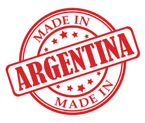 Made in Argentina red round stamp