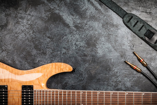 Electric guitar on grey background