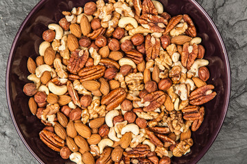 Mix of different nuts closeup photo