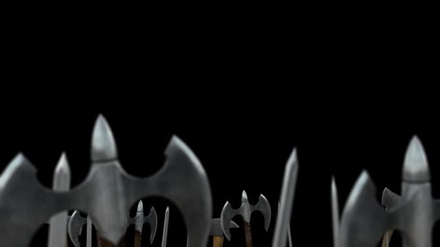 Ancient Weapons from the Dark Ages Held by Knights or Barbarian Warriors