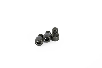 Hex head cap nut, bolt on white 