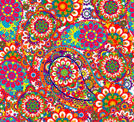 Traditional oriental seamless paisley pattern. Seamless background. Decorative ornament backdrop for fabric, textile, wrapping paper, card, invitation, wallpaper, web design.