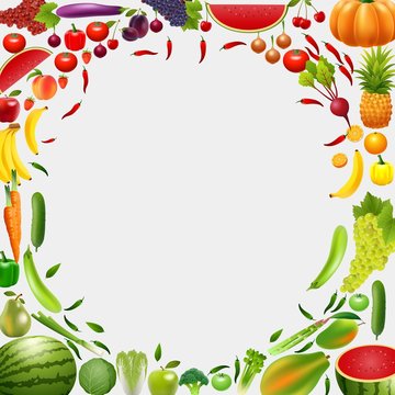 Healthy food, fruits and vegetables, illustration