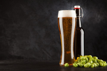 Beer glass on dark background