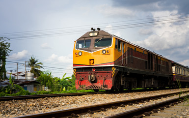 Fototapeta na wymiar trains on The length of the railway track