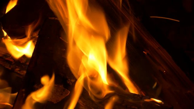 Big closeup of campfire