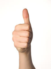 Mano concepto ok sobre fondo blanco