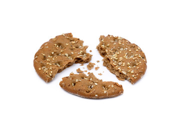 Healthy cereal bread isolated on white background