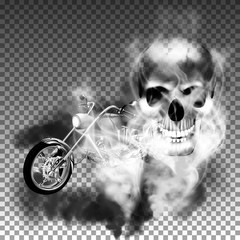 Fototapeta premium chopper motorbike with skull in smoke