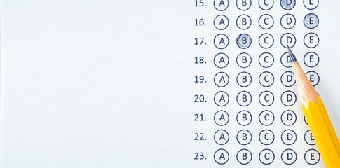 Answer sheet and pencil for education concept

