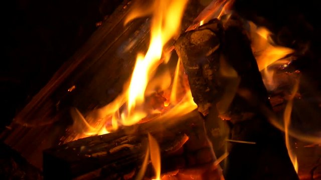 Big closeup of campfire (50fps)