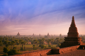 Travel landscapes and destinations. Amazing architecture of old Buddhist Temples at Bagan Kingdom, Myanmar (Burma)