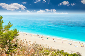 Obraz na płótnie Canvas Milos beach on Lefkada island, Greece. Milos beach near the Agios Nikitas village on Lefkada, Greece