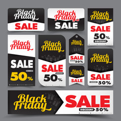 Collection of black friday web tag banner promotion sale discoun