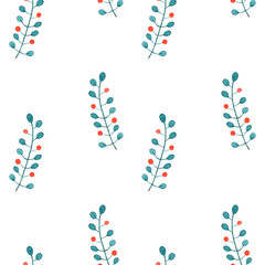 watercolor seamless Christmas pattern.holiday floral design isolated on white background.