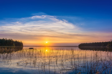 Kingsmere Lake Sunrise Saskatchewan - obrazy, fototapety, plakaty