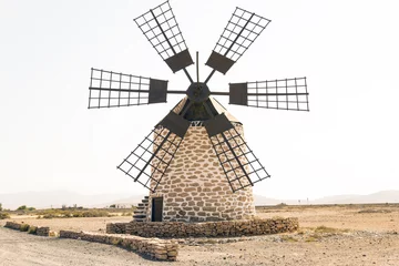Foto op Canvas Typicall spanish old windmill shot on Fuerteventura, Canary Islands.  © Emilian