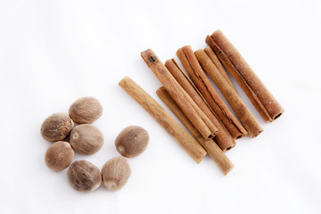 anise and cinnamon on white background