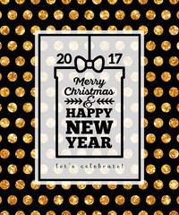 Black Winter Holidays Poster with Gold Polka Dots