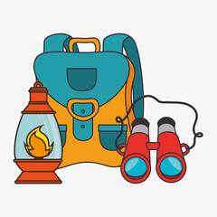 camping equipment set icons vector illustration design