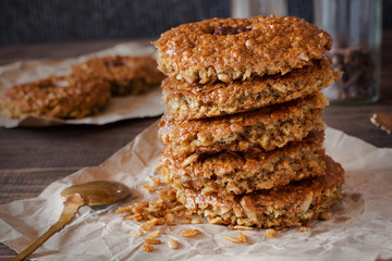 Homemade oat cookies with a spoon