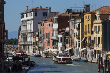 A busy waterway in Venice - Italy