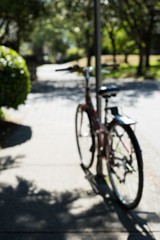 Blur view of bicycle parked in a park